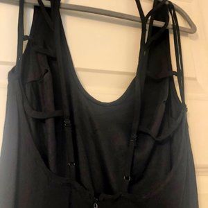 TOBI Black Lattice Spaghetti Strap Low Black Maxi Dress